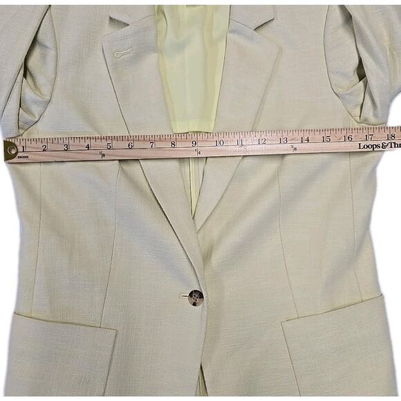 Club Monaco Yellow Textured Blazer & Matching Bootcut Crop Trousers Suit Set 6 - Picture 5 of 14